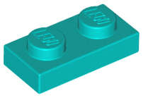 Lego (N) ~ Plate 1 x 2 ~ [Dark Turquoise]