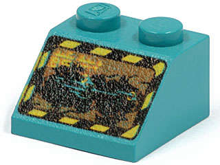 Lego (U) ~ Slope 45 2 x 2 with Rock Raiders Pattern ~ [Dark Turquoise]