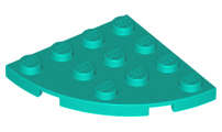 Lego (N) ~ Plate Round Corner 4 x 4 ~ [Dark Turquoise]