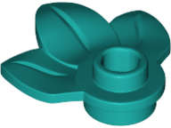 Lego (N) ~ Plant Plate Round 1 x 1 with 3 Leaves ~ [Dark Turquoise]