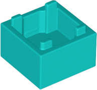 Lego (N) ~ Container Box 2 x 2 x 1 - Top Opening with Flat Inner Bottom ~ [Dark Turquoise]