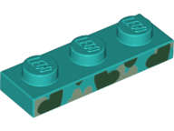 Lego (N) ~ Plate 1 x 3 with Black and Silver Heart Camouflage Pattern (Unikitty) ~ [Dark Turquoise]