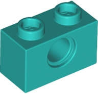 Lego (N) ~ Technic Brick 1 x 2 with Hole ~ [Dark Turquoise]