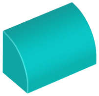 Lego (N) ~ Slope Curved 1 x 2 with Bottom Stud Holder ~ [Dark Turquoise]