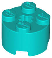Lego (N) ~ Brick Round 2 x 2 with Axle Hole ~ [Dark Turquoise]