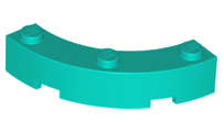 Lego (N) ~ Brick Round Corner 4 x 4 Macaroni with 3 Studs ~ [Dark Turquoise]