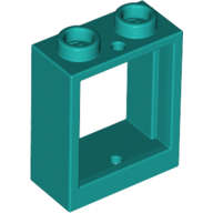 Lego (N) ~ Window 1 x 2 x 2 Flat Front ~ [Dark Turquoise]