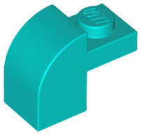 Lego (N) ~ Slope Curved 2 x 1 x 1 1/3 with Recessed Stud ~ [Dark Turquoise]