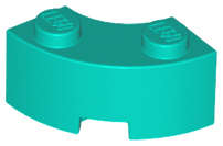 Lego (N) ~ Brick Round Corner 2 x 2 Macaroni with Stud Notch and Reinforced Under ~ [Dark Turquoise]