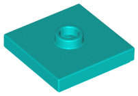 Lego (N) ~ Plate Modified 2 x 2 with Groove and 1 Stud in Center (Jumper) ~ [Dark Turquoise]