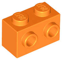 Lego (N) ~ Brick Modified 1 x 2 with Studs on 1 Side ~ [Orange]