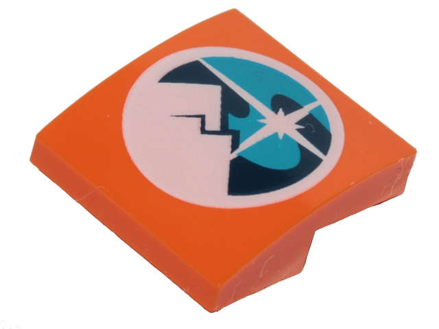 Lego (N) ~ Slope Curved 2 x 2 x 2/3 with Dark Blue Dark Azure and White Arctic Explorers  ~ [Orange]