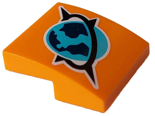 Lego (N) ~ Slope Curved 2 x 2 x 2/3 with Medium Azure Dark Blue and Black Arctic Explorer ~ [Orange]