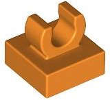 Lego (N) ~ Tile Modified 1 x 1 with Open O Clip ~ [Orange]
