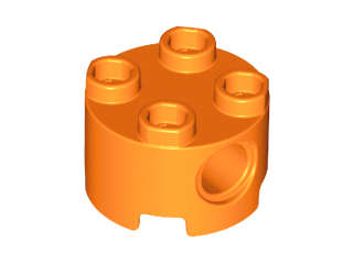 Lego (N) ~ Brick Round 2 x 2 with Pin Holes ~ [Orange]