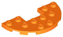 Lego (N) ~ Plate Round Half 3 x 6 with 1 x 2 Cutout ~ [Orange]
