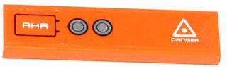 Lego (U) ~ Tile 1 x 4 with Black Rectangle 'AHA' Silver Circles and 'DANGER' Pattern (St ~ [Orange]