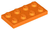 Lego (N) ~ Plate 2 x 4 ~ [Orange]