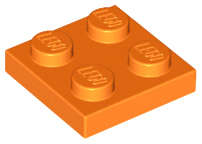 Lego (N) ~ Plate 2 x 2 ~ [Orange]