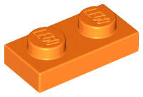 Lego (N) ~ Plate 1 x 2 ~ [Orange]