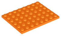 Lego (N) ~ Plate 6 x 8 ~ [Orange]