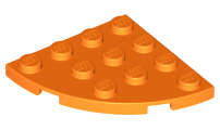 Lego (N) ~ Plate Round Corner 4 x 4 ~ [Orange]