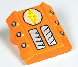 Lego (U) ~ Brick Modified 2 x 2 No Studs Sloped with 6 Side Pistons Raised with Yellow L ~ [Orange]