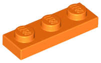 Lego (N) ~ Plate 1 x 3 ~ [Orange]