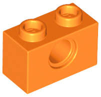 Lego (N) ~ Technic Brick 1 x 2 with Hole ~ [Orange]