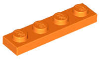 Lego (N) ~ Plate 1 x 4 ~ [Orange]