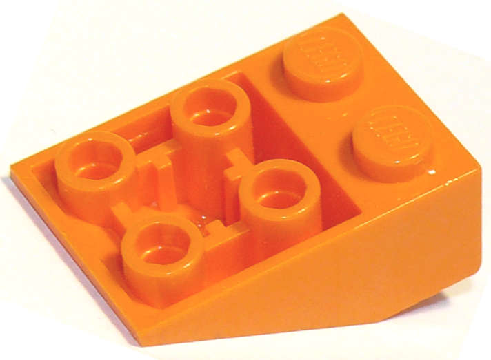 Lego (N) ~ Slope Inverted 33 3 x 2 with Flat Bottom Pin and Connections between Studs ~ [Orange]