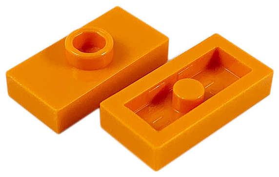 Lego (U) ~ Plate Modified 1 x 2 with 1 Stud without Groove (Jumper) ~ [Orange]