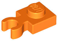 Lego (N) ~ Plate Modified 1 x 1 with Open O Clip Thick (Vertical Grip) ~ [Orange]
