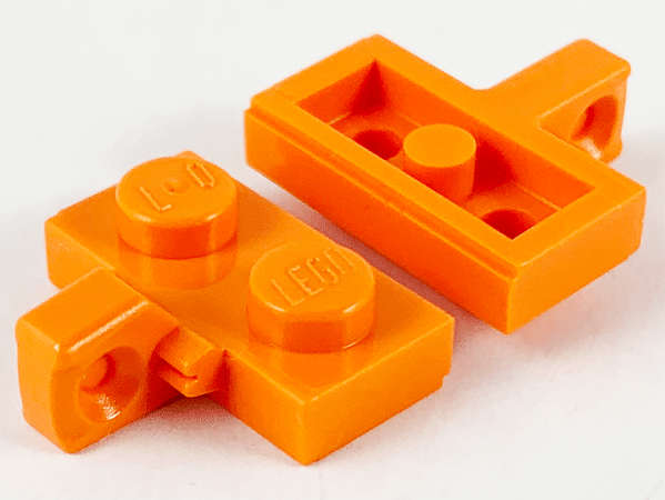Lego (U) ~ Hinge Plate 1 x 2 Locking with 1 Finger on Side with Bottom Groove ~ [Orange]