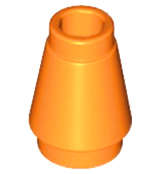 Lego (N) ~ Cone 1 x 1 with Top Groove ~ [Orange]