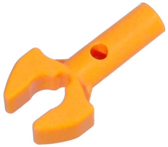 Lego (N) ~ Bar 1L with Clip Mechanical Claw - Cut Edges and Hole on Side ~ [Orange]