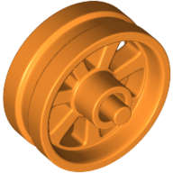 Lego (N) ~ Wheel 15mm D. x 6mm City Motorcycle ~ [Orange]