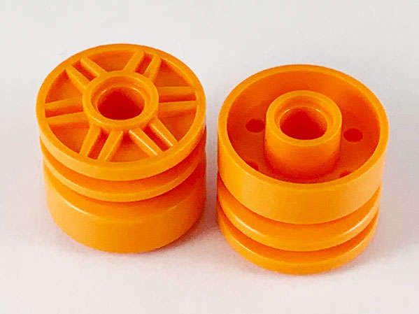 Lego (N) ~ Wheel 18mm D. x 14mm with Pin Hole Fake Bolts and Shallow Spokes ~ [Orange]