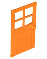 Lego (N) ~ Door 1 x 4 x 6 with 4 Panes and Stud Handle ~ [Orange]