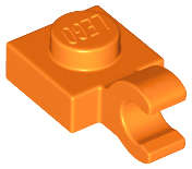 Lego (U) ~ Plate Modified 1 x 1 with Open O Clip (Horizontal Grip) ~ [Orange]