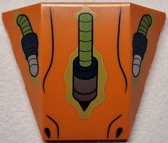 Lego (N) ~ Wedge 4 x 3 Triple Curved No Studs with Lizard Shaped Lime Dark Blue and Silve ~ [Orange]