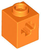 Lego (N) ~ Technic Brick 1 x 1 with Axle Hole ~ [Orange]