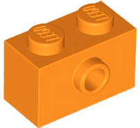 Lego (N) ~ Brick Modified 1 x 2 with Stud on Side with Bottom Stud Holder ~ [Orange]