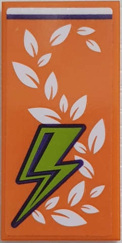Lego (U) ~ Tile 2 x 4 with Orange Blanket with White Leaves and Lime Lightning Bolt Patt ~ [Orange]