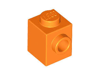 Lego (N) ~ Brick Modified 1 x 1 with Stud on Side ~ [Orange]