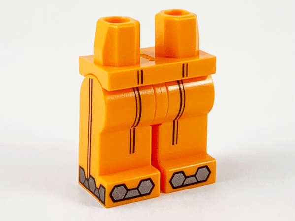 Lego (N) ~ Hips and Legs with Black Double Stripe on Front and Sides of Legs Silver Hexag ~ [Orange]