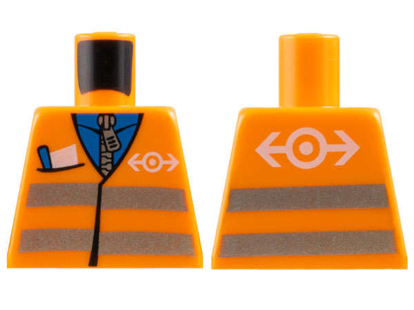 Lego (U) ~ Torso Safety Vest with Silver Reflective Stripes Pocket with Pencil and Paper ~ [Orange]