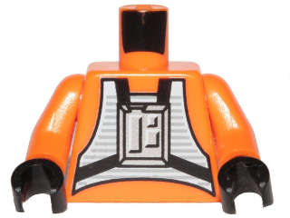 Lego Used - Torso SW Rebel Pilot Pattern / Orange Arms / Black Hands~ [Orange]