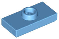 Lego (N) ~ Plate Modified 1 x 2 with 1 Stud with Groove and Bottom Stud Holder (Jump ~ [Medium Blue]