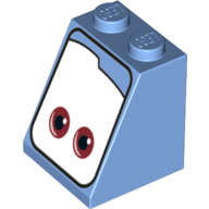 Lego (U) ~ Slope 65 2 x 2 x 2 with Bottom Tube with Brown Eyes on White Background  ~ [Medium Blue]
